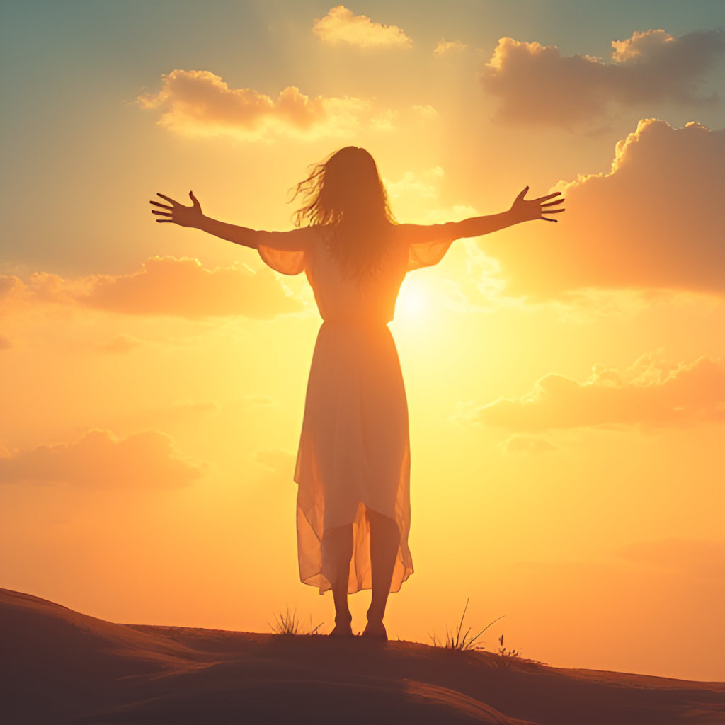 An illustrative image symbolizing freedom and breaking free, perhaps featuring a silhouette of a figure with outstretched arms against a sunrise or open sky, representing the end of her conservatorship. Style: symbolic, hopeful, digital art.