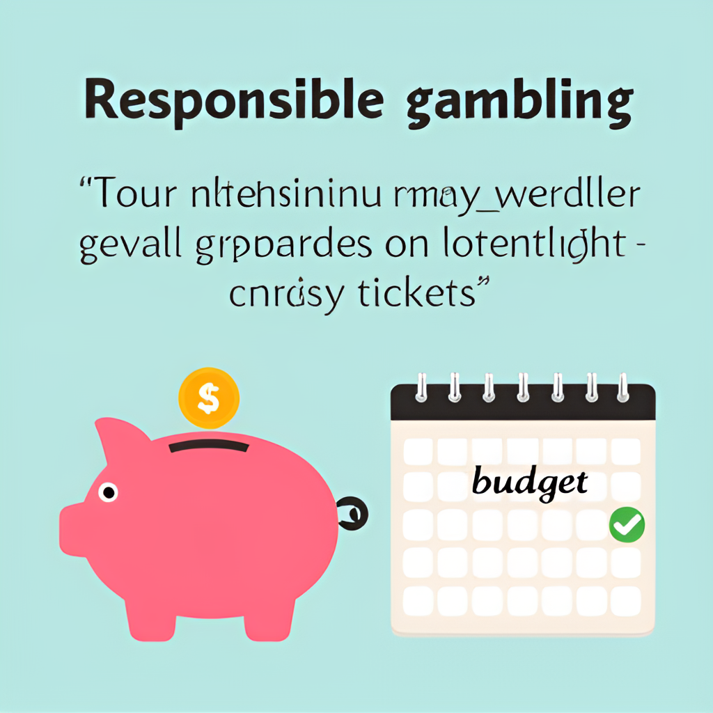 A visual representation of responsible gambling, showing a piggy bank with a few coins and a calendar marked with 'budget' or 'limit', emphasizing mindful spending on lottery tickets.